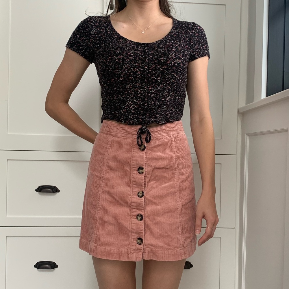 Black Floral top with Cinched Bust